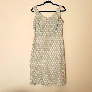 Boden 14R retro 50s dress in lt green and lt grey dotty material